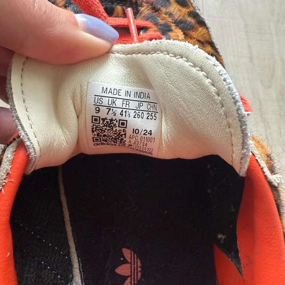 Adidas Samba Leopard Print Sneakers with Orange Accents - Picture 3 of 3